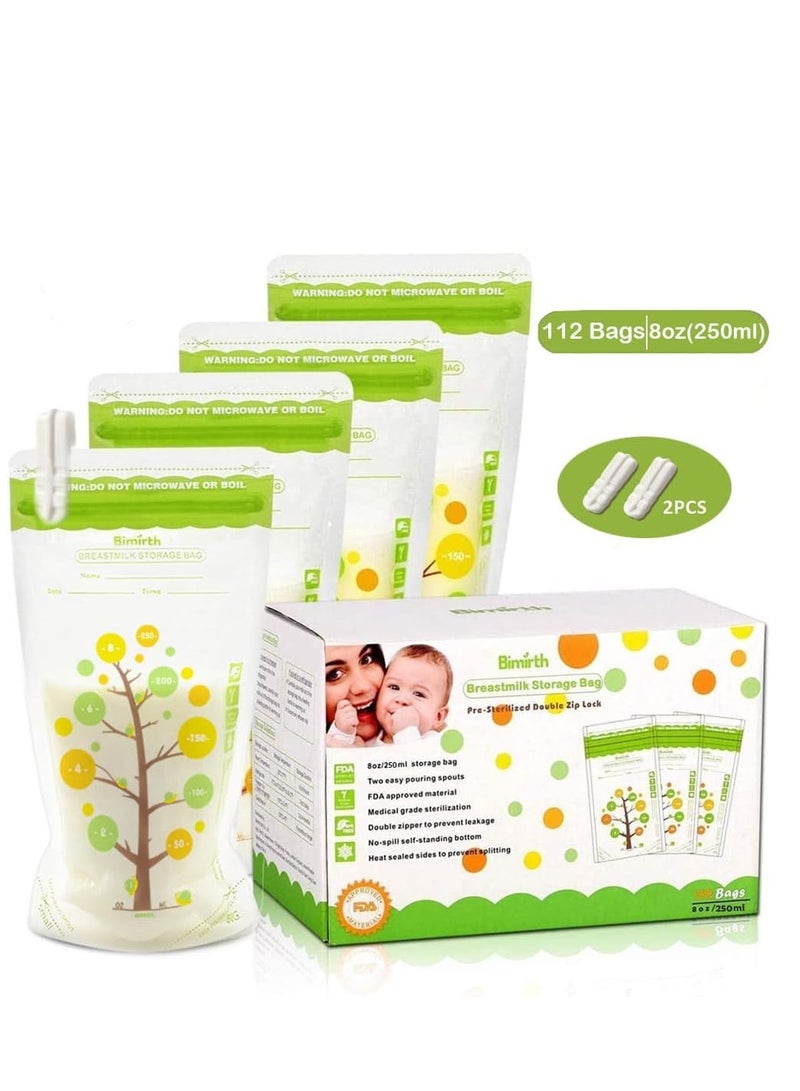 Breastmilk Storage Bags, 112 Count BPA Free Convenient Milk Storage Bags For Breastfeeding, 8oz/250ml, 2 Easy Pouring Spouts & Self-Standing Design - Image 2