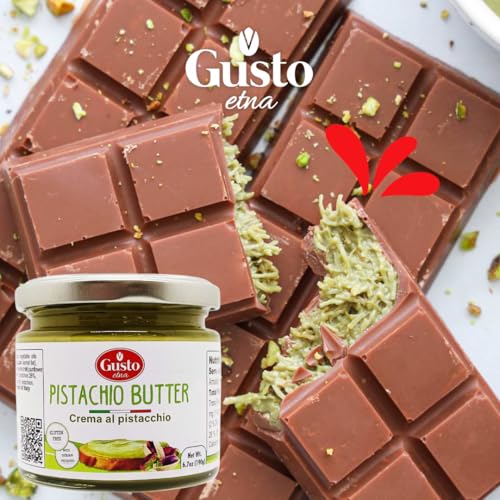 GUSTO ETNA Pistachio Cream Butter, Sweet Spreadable, 6.7 oz (190g) Rich & Nutty Pistachios Cream for Knafeh Dubai Pistachio Chocolate Bars, Product of Sicily, Italy, - Image 4