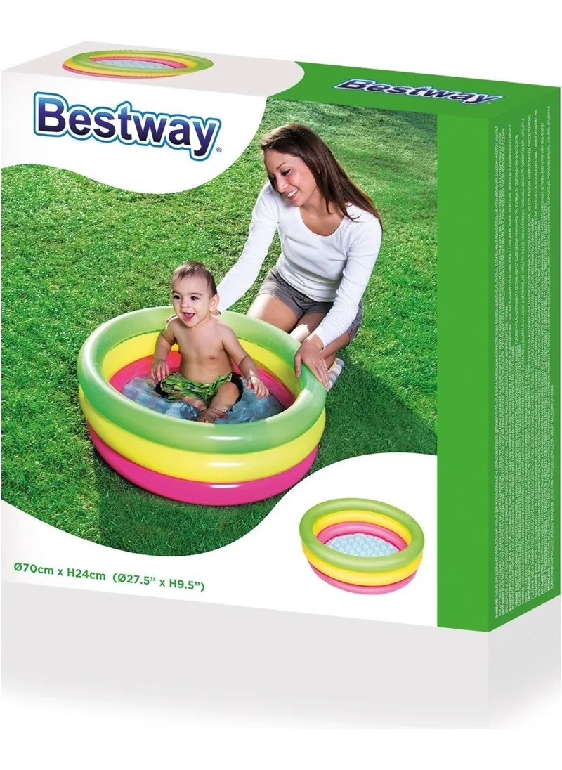 Bestway Pump- 3 Knot Colored Inflatable Floor Children's Pool, 51128