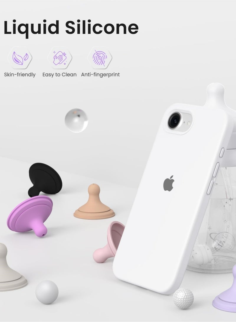 عام جراب iPhone 17e من السيليكون السائل مع بطانة ناعمة من الألياف الدقيقة (مايكروفايبر) - غطاء واقٍ مقاوم للخدش والصدمات لهاتف iPhone 17e (مقاس 6.1 بوصة) - Image 5