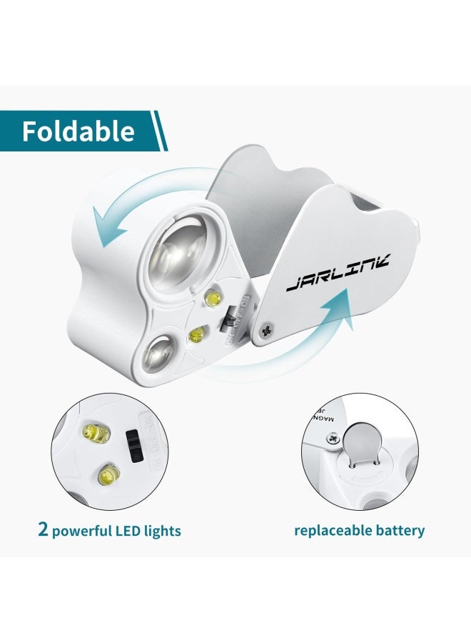 JARLINK 30X 60X Illuminated Jewelers Loupe Magnifier Foldable Jewelry Magnifier with Bright LED Light for Gems Jewelry Coins Stamps etc - Image 4