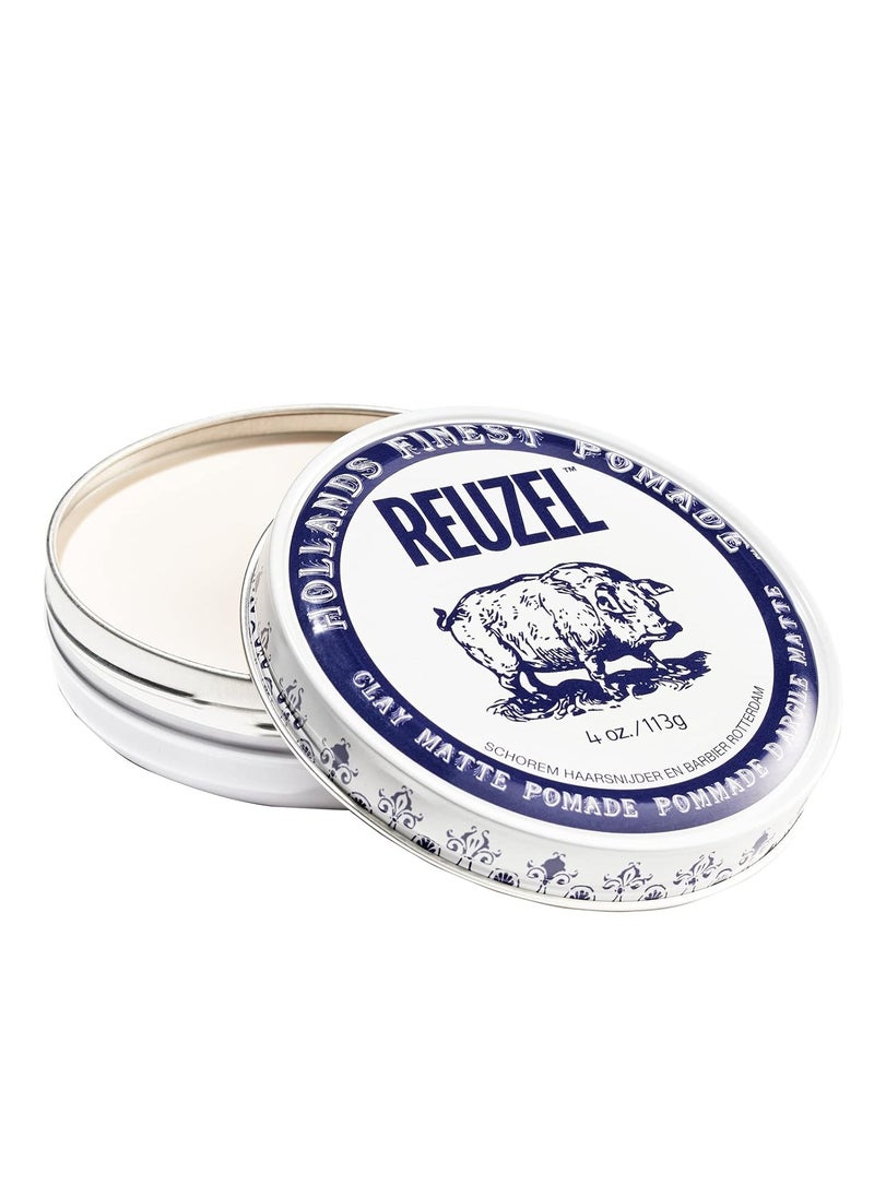 Reuzel REUZEL Clay Matte Pomade, Medium All Day Hold, Water Soluble Styling, No Shine and Flake Free, Easy To Wash Out, For All Hairstyles  - Image 1