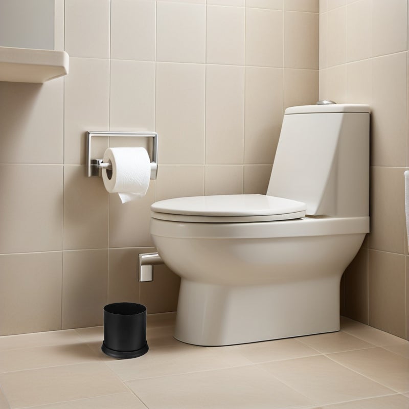 🚽 حامل فرشاة حمام مودرن أسود مع قاعدة مستقرة من البلاستيك للاستخدام في الحمام - Image 2