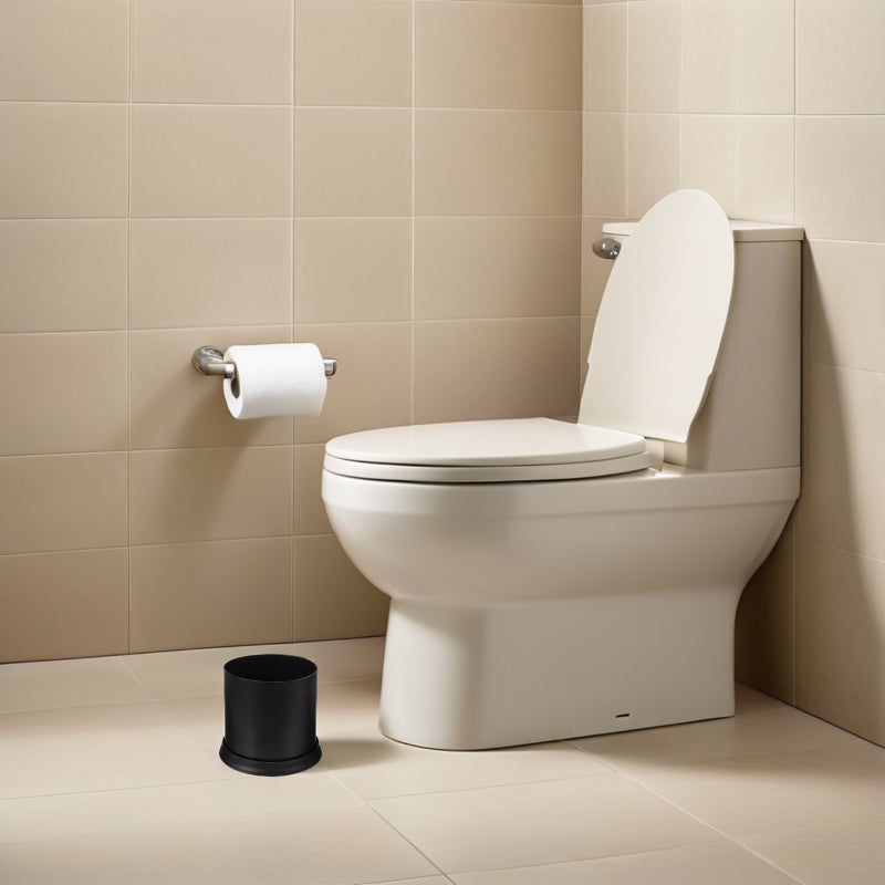 🚽 حامل فرشاة حمام مودرن أسود مع قاعدة مستقرة من البلاستيك للاستخدام في الحمام - Image 3