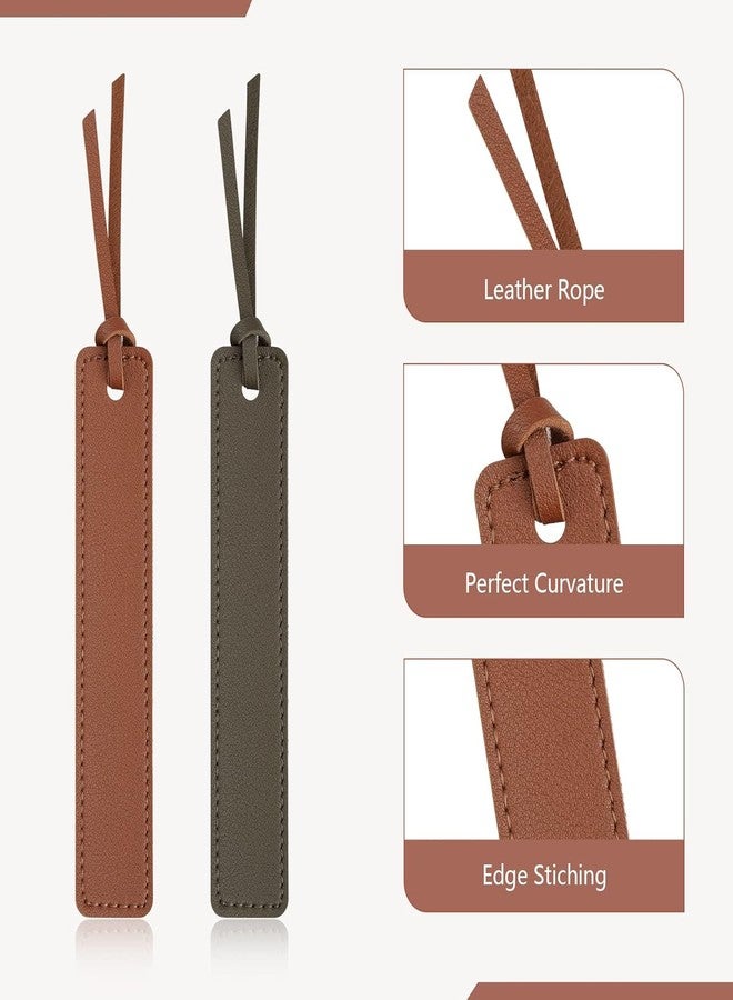 LuxoCare Leather Bookmarks Classic Stitched Bookmarks - 4 Pcs Personalized Page Markers Book Accessories for Book Lovers, Readers, Writers Bookworms, Ideal Reading Gifts for Men Valentines Day Gifts for Him - Image 2
