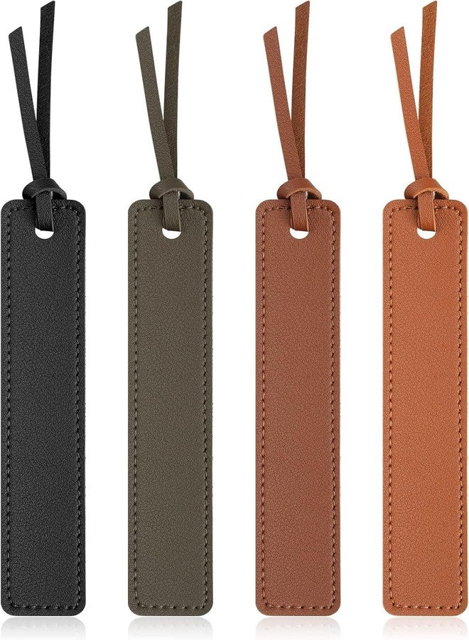LuxoCare Leather Bookmarks Classic Stitched Bookmarks - 4 Pcs Personalized Page Markers Book Accessories for Book Lovers, Readers, Writers Bookworms, Ideal Reading Gifts for Men Valentines Day Gifts for Him - Image 1