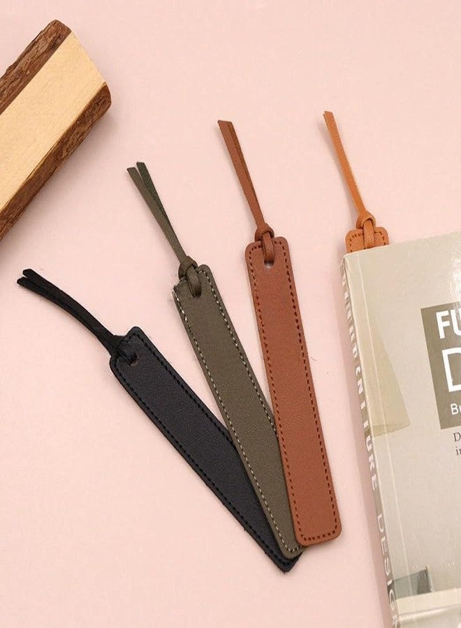 LuxoCare Leather Bookmarks Classic Stitched Bookmarks - 4 Pcs Personalized Page Markers Book Accessories for Book Lovers, Readers, Writers Bookworms, Ideal Reading Gifts for Men Valentines Day Gifts for Him - Image 4