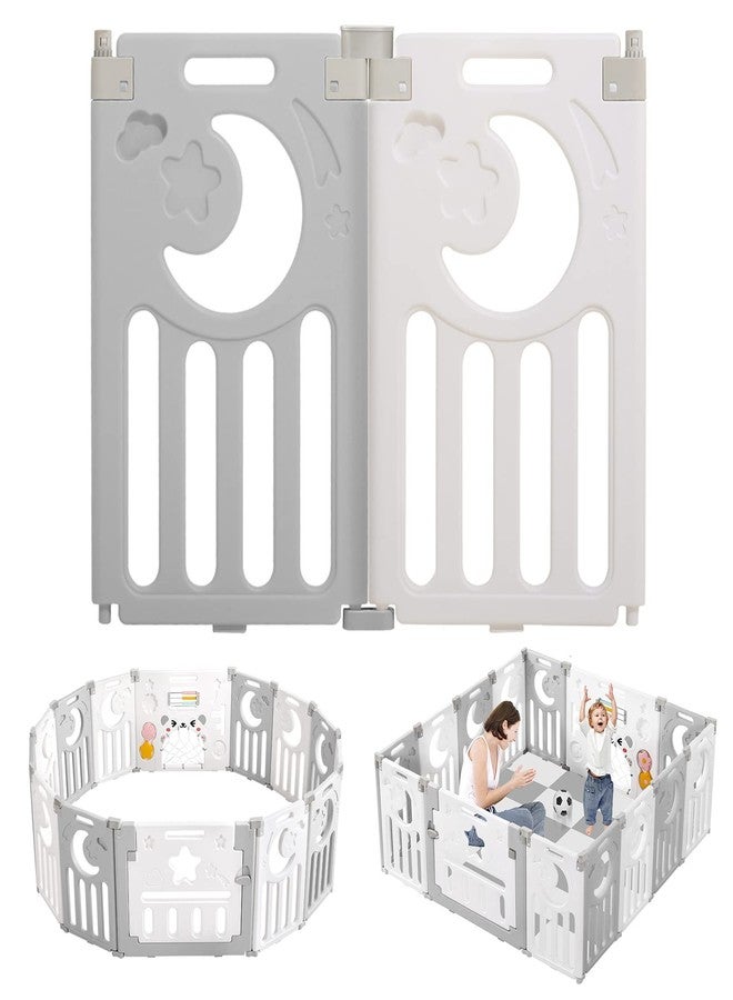 Dripex Baby Playpen, Dripex Upgrade Foldable Kids Activity Centre Safety Play Yard Home Indoor Outdoor Baby Fence Play Pen NO Gaps with Gate for Baby Boys Girls Toddlers (2 Panel - Grey + White) - Image 3
