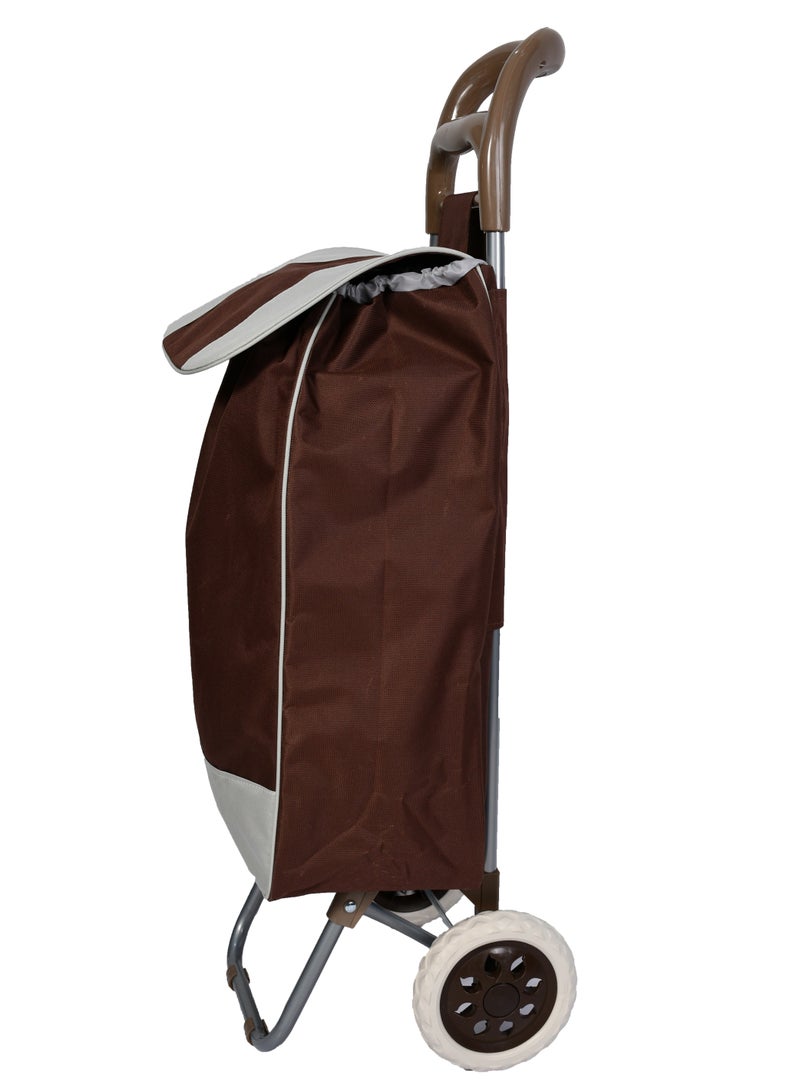 Grocery Shopping Cart Two Wheels Folding Portable Shopping Cart 20 Inch Brown - Image 2