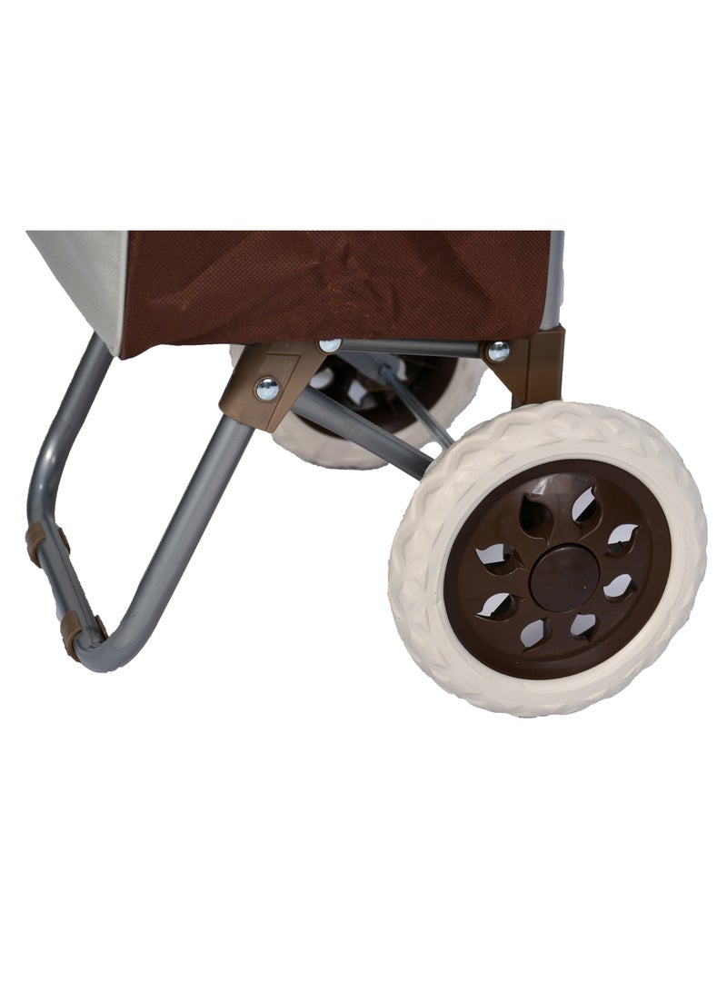 Grocery Shopping Cart Two Wheels Folding Portable Shopping Cart 20 Inch Brown - Image 3