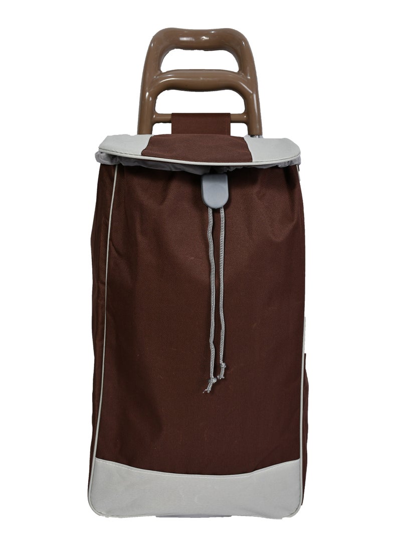 Grocery Shopping Cart Two Wheels Folding Portable Shopping Cart 20 Inch Brown - Image 4