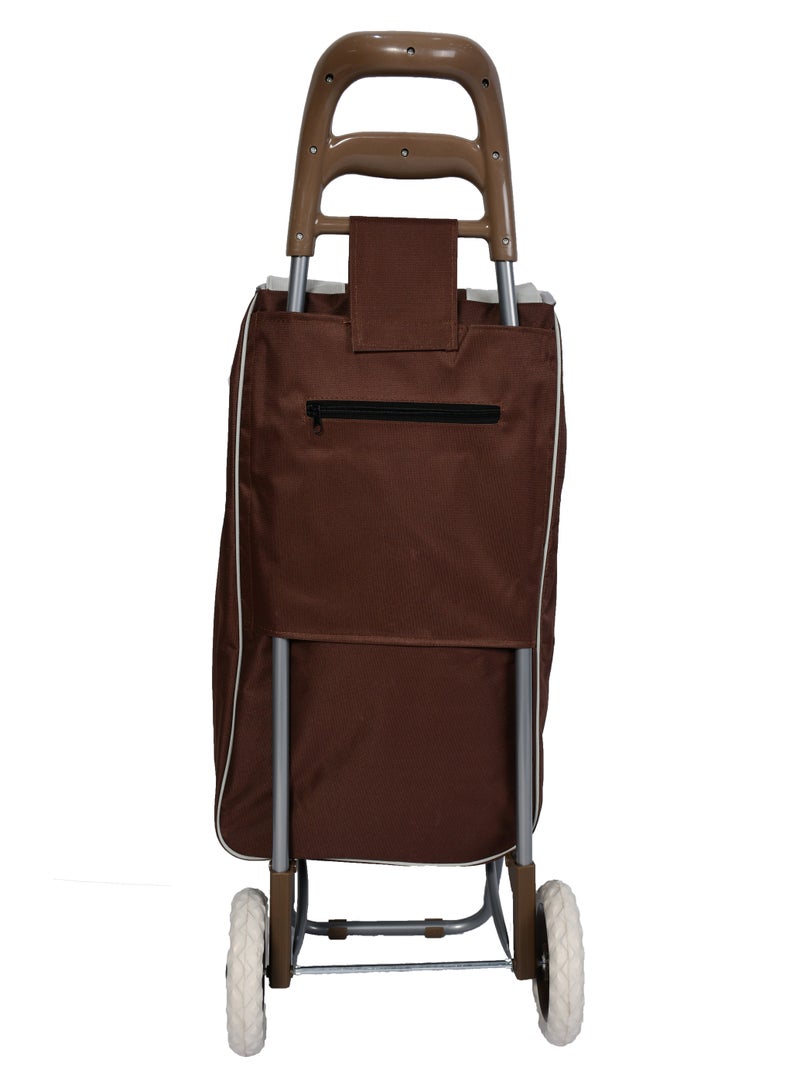 Grocery Shopping Cart Two Wheels Folding Portable Shopping Cart 20 Inch Brown - Image 5