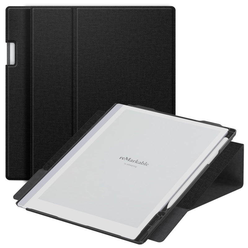 E NET-CASE ENET-CASE Case for Remarkable 2 Paper Tablet- Multi-Viewing Adjustable Folding Book Folio Cover - with Built-in Pen Holder - for 10.3" 2020 Released (Black) - Image 1