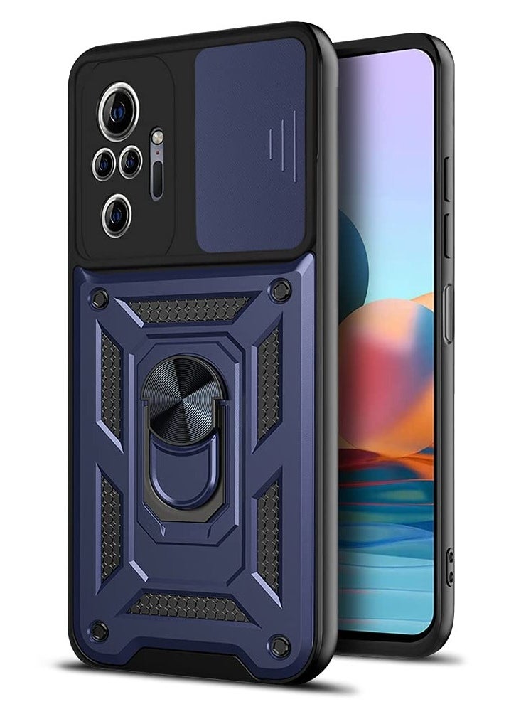 Generic - Case Cover Shockproof Windows Protective Case with Camera Protection and Metal Ring Compatible with Redmi Note 10 PRO 4G (Blue) - Image 1