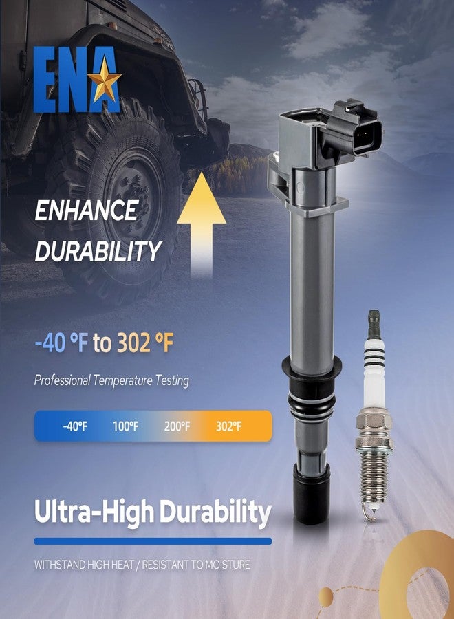 ENA Set of 6 Ignition Coil Pack and Platinum Spark Plug Compatible with Dodge Jeep Mitsubishi Dakota Durango Commander Grand Cherokee Raider Nitro 3.7L V6 Replacement for UF270 C1231 4504 - Image 3