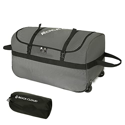 Rock Cloud Foldable Wheeled Duffel Bag with Wheels 85L Rolling Duffle Bag Packable 26 inch for Travel Camping Sports, Grey - Image 1
