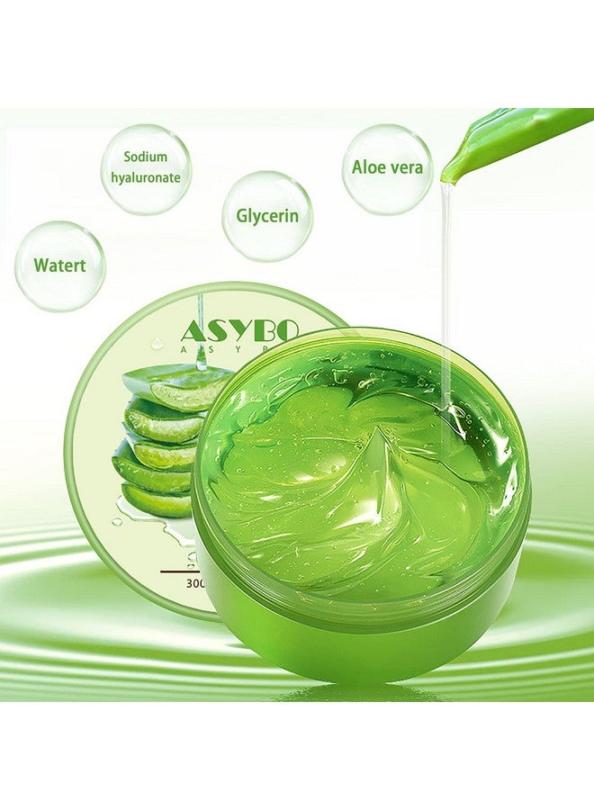 ASYBO 300 ML Natural Aloe Vera Gel -Organic Moisturizing Cream, Soothing and Hydrating, Sunburn and Scar Repair, Care for Face Body Hair - Image 2