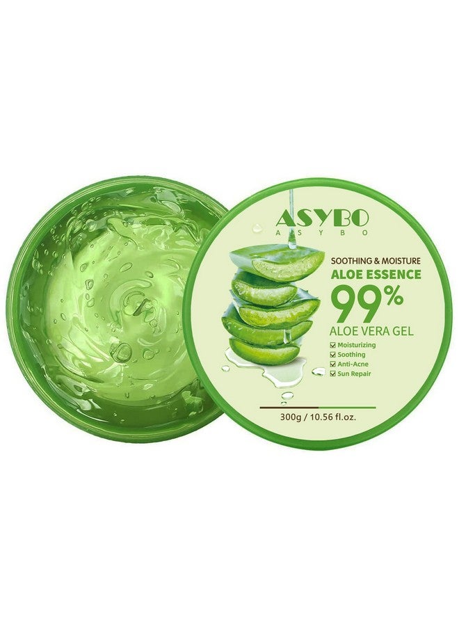 ASYBO 300 ML Natural Aloe Vera Gel -Organic Moisturizing Cream, Soothing and Hydrating, Sunburn and Scar Repair, Care for Face Body Hair - Image 1
