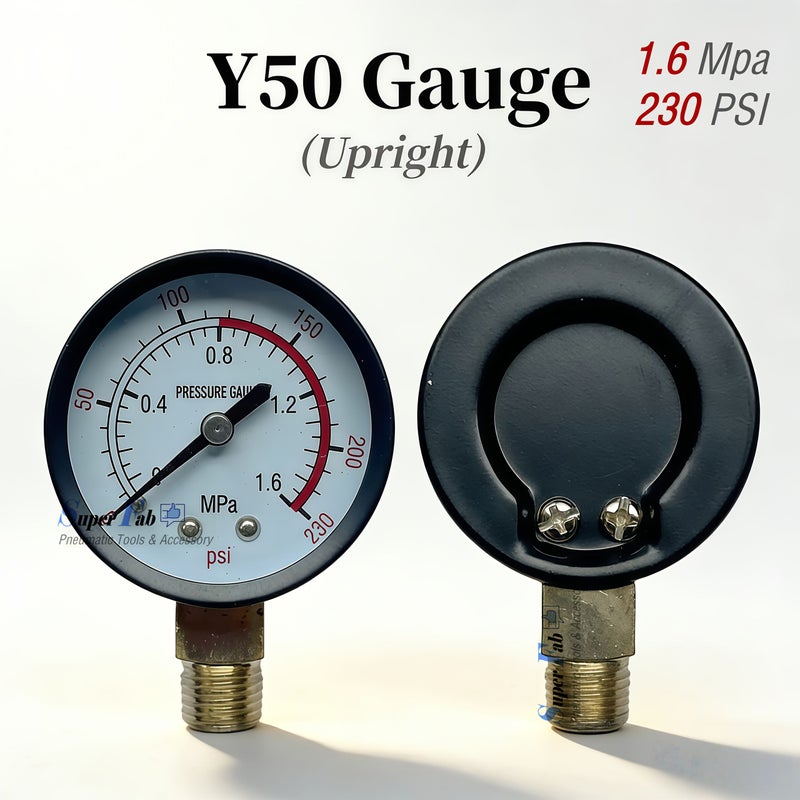 50mm Dial Plate Pressure Gauge 35.27LB Industrial Metal - Image 1