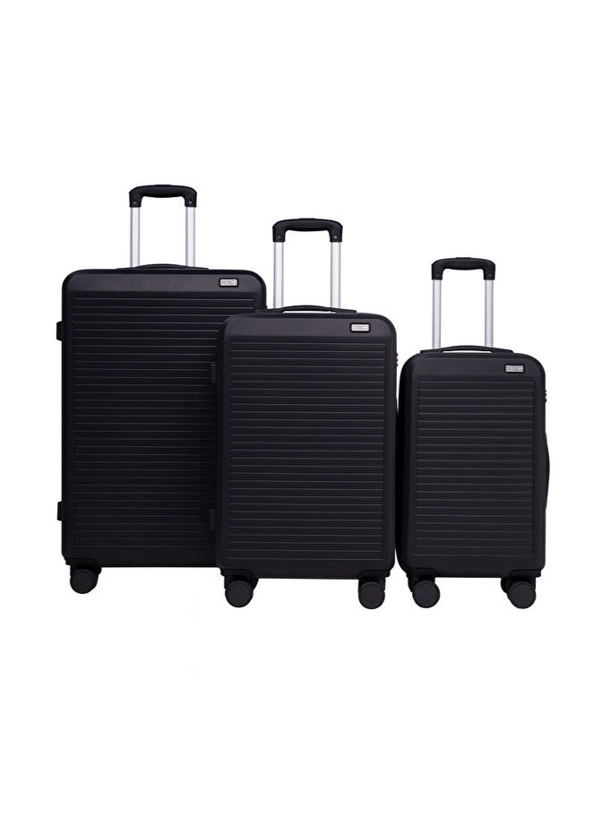 Space Luggage Set of 3 Hardside with Spinner Wheels & Lightweight ABS Luggage for Travel, 28/24/20, Black - Image 1