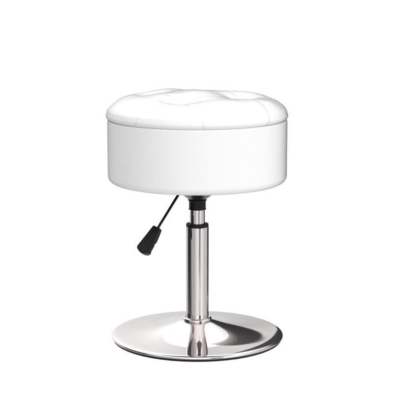 LUE BONA 360Â°Swivel Vanity Stool Chair for Makeup Room, Height Adjustable Stool for Vanity with Storage, Small White Faux Leather for Bathroom, Living Room - Image 4