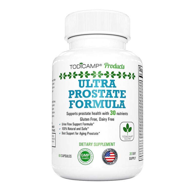TODICAMP Prostate Support Supplement Formula with Saw Palmetto Extract and Bladder Control Complex 30 Day Supply
