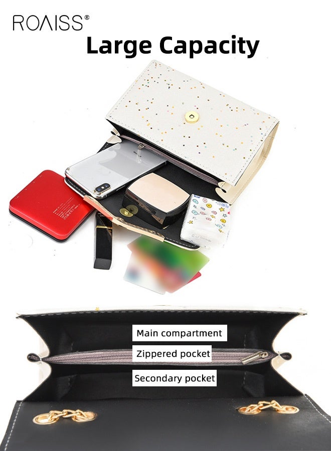 roaiss Women Stylish Crossbody Bag with Exquisite Pendant and Magnetic Buckle, Large Capacity Shoulder Bag with Metal Chain and 3 Compartments, Elegant Chic Handbag for Ladies, Ideal for Dating, Shopping and Everyday Use - Image 3