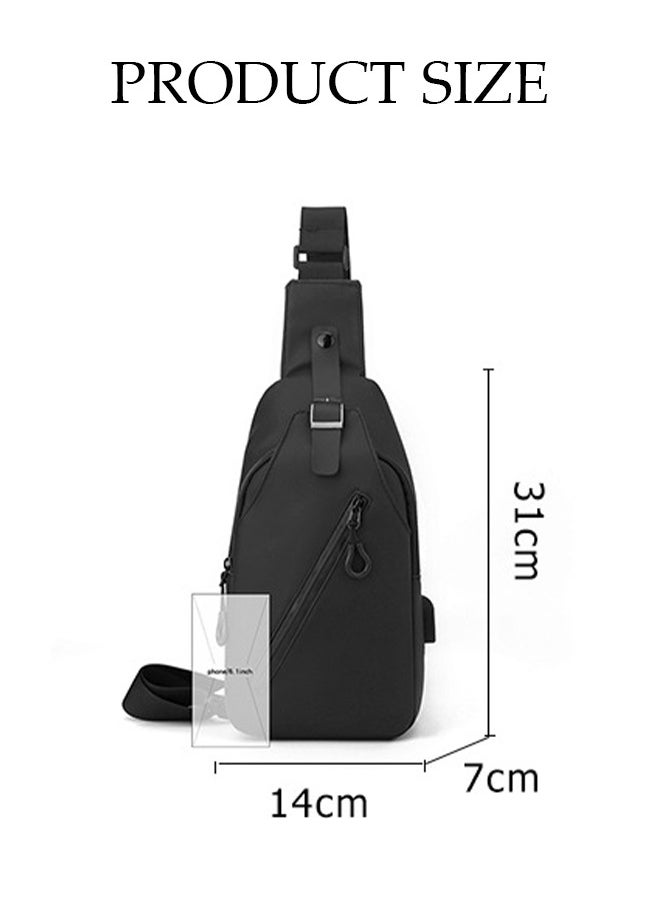 DUNISO - Compact Chest Bag for Men Waterproof Crossbody Bag Multipurpose Chest Shoulder Bag with Buckle Everyday Carry Bag Sling Bag Waist Bag with USB Charging Port for Travel Work Sports - Image 1