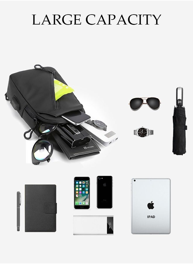 DUNISO - Compact Chest Bag for Men Waterproof Crossbody Bag Multipurpose Chest Shoulder Bag with Buckle Everyday Carry Bag Sling Bag Waist Bag with USB Charging Port for Travel Work Sports - Image 1
