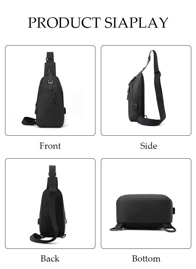 DUNISO - Compact Chest Bag for Men Waterproof Crossbody Bag Multipurpose Chest Shoulder Bag with Buckle Everyday Carry Bag Sling Bag Waist Bag with USB Charging Port for Travel Work Sports - Image 1