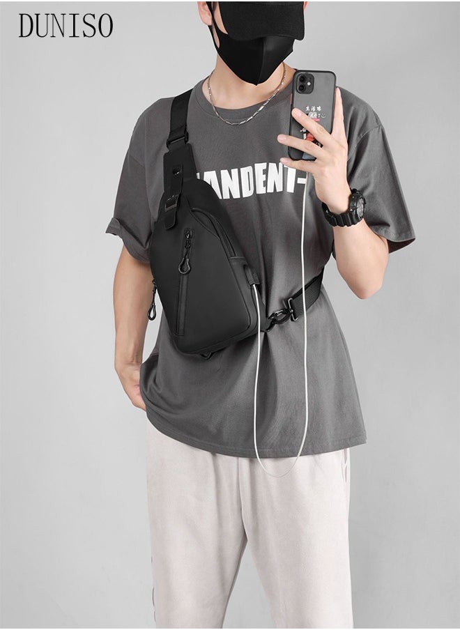 DUNISO - Compact Chest Bag for Men Waterproof Crossbody Bag Multipurpose Chest Shoulder Bag with Buckle Everyday Carry Bag Sling Bag Waist Bag with USB Charging Port for Travel Work Sports - Image 1