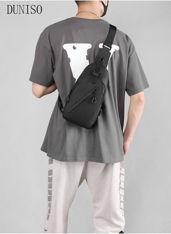 DUNISO - Compact Chest Bag for Men Waterproof Crossbody Bag Multipurpose Chest Shoulder Bag with Buckle Everyday Carry Bag Sling Bag Waist Bag with USB Charging Port for Travel Work Sports - Image 1