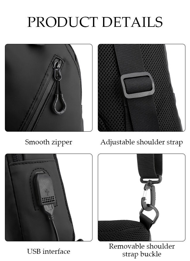 DUNISO - Compact Chest Bag for Men Waterproof Crossbody Bag Multipurpose Chest Shoulder Bag with Buckle Everyday Carry Bag Sling Bag Waist Bag with USB Charging Port for Travel Work Sports - Image 1