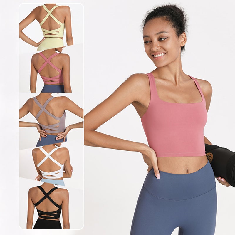 Women's Sports Bra with Removable Pads, High Impact Support, Cross Back - Image 3