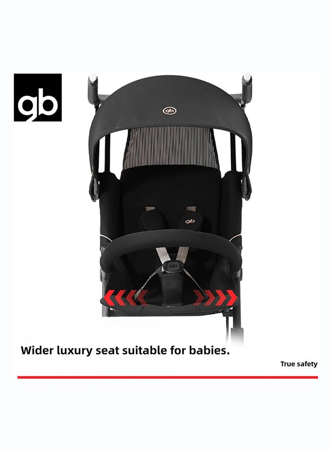 GB Pockit All-Terrain Travel Stroller Airplane Cabin for 22kg Weight Baby, Compact Lightwight Stroller for Toddler, Foldable Pushchair with Removable Canopy, Black&Gold - Image 3