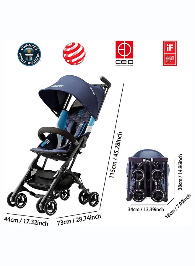 GB Pockit All-Terrain Travel Stroller Airplane Cabin for 22kg Weight Baby, Compact Lightwight Stroller for Toddler, Foldable Pushchair with Removable Canopy, Black&Gold - Image 2