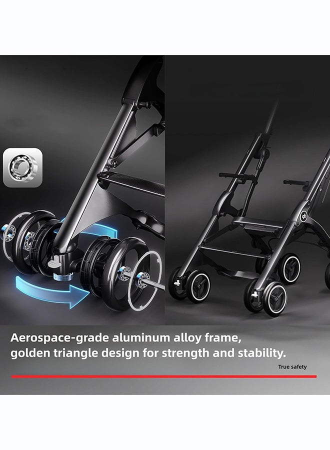 GB Pockit All-Terrain Travel Stroller Airplane Cabin for 22kg Weight Baby, Compact Lightwight Stroller for Toddler, Foldable Pushchair with Removable Canopy, Black&Gold - Image 4