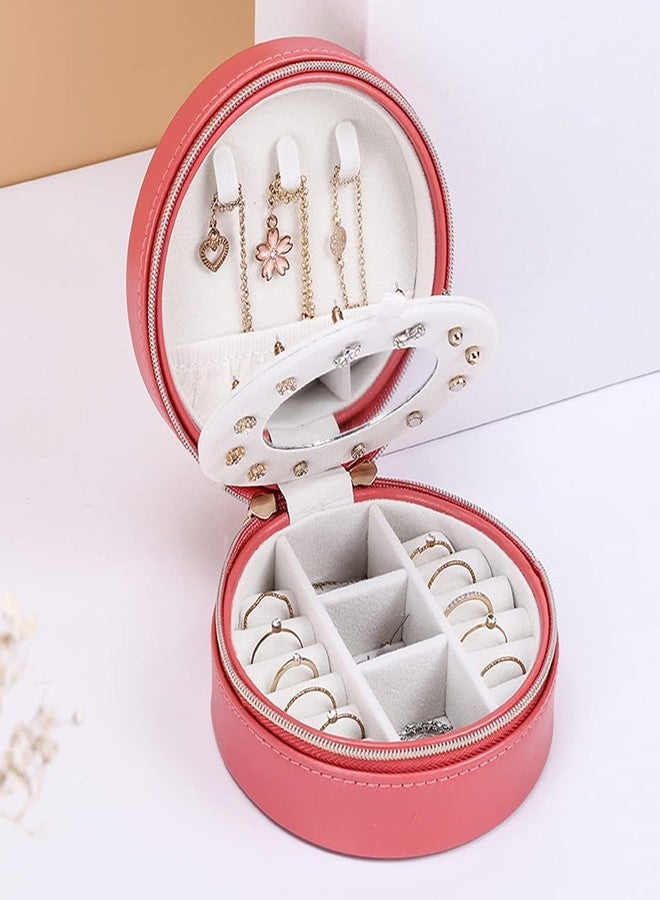 EBOFAB Jewelry Casket Round Double Layer Jewelry Box Zippered Makeup Storage Portable Makeup Organizer Beauty Fashion Jewelry Organizer - Image 2