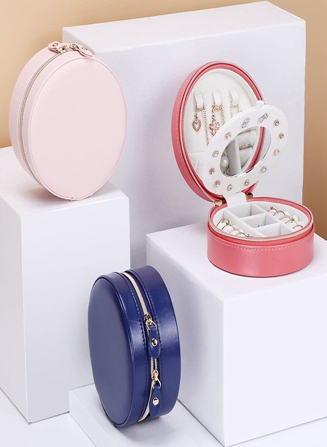 EBOFAB Jewelry Casket Round Double Layer Jewelry Box Zippered Makeup Storage Portable Makeup Organizer Beauty Fashion Jewelry Organizer - Image 4