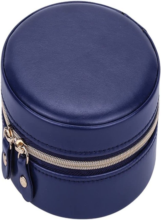 EBOFAB Jewelry Casket Round Double Layer Jewelry Box Zippered Makeup Storage Portable Makeup Organizer Beauty Fashion Jewelry Organizer - Image 1