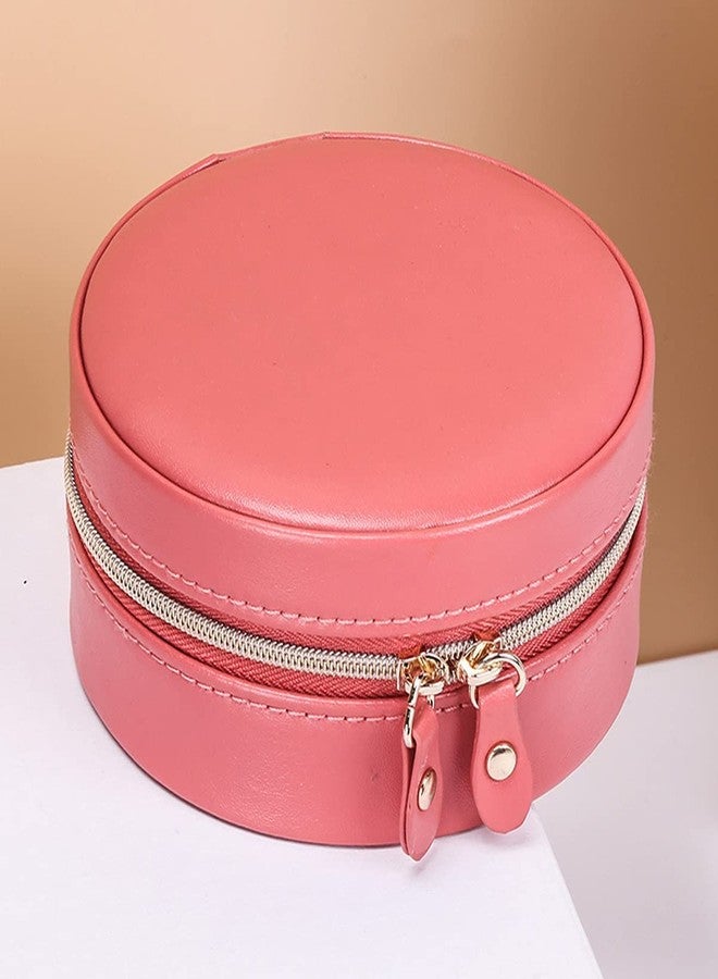 EBOFAB Jewelry Casket Round Double Layer Jewelry Box Zippered Makeup Storage Portable Makeup Organizer Beauty Fashion Jewelry Organizer - Image 5