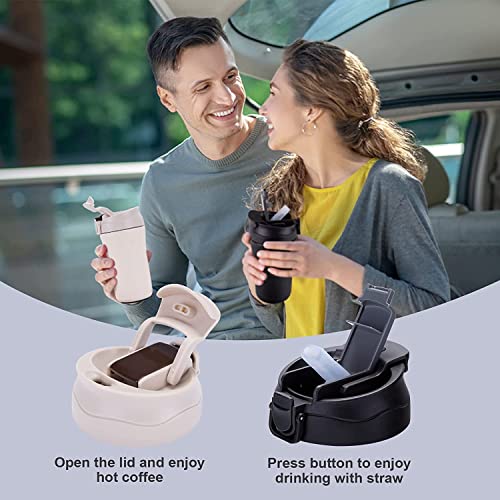 Wosta 400Ml Travel Coffee Mug, 2 Pack Vacuum Insulated Tea Travel Mug Spill Proof with Lid and Straw, Reusable Coffee Tumbler for Keep Hot/Ice Coffee,Tea and Beer, Car Thermos Cup Gift for Men and Women - Image 3