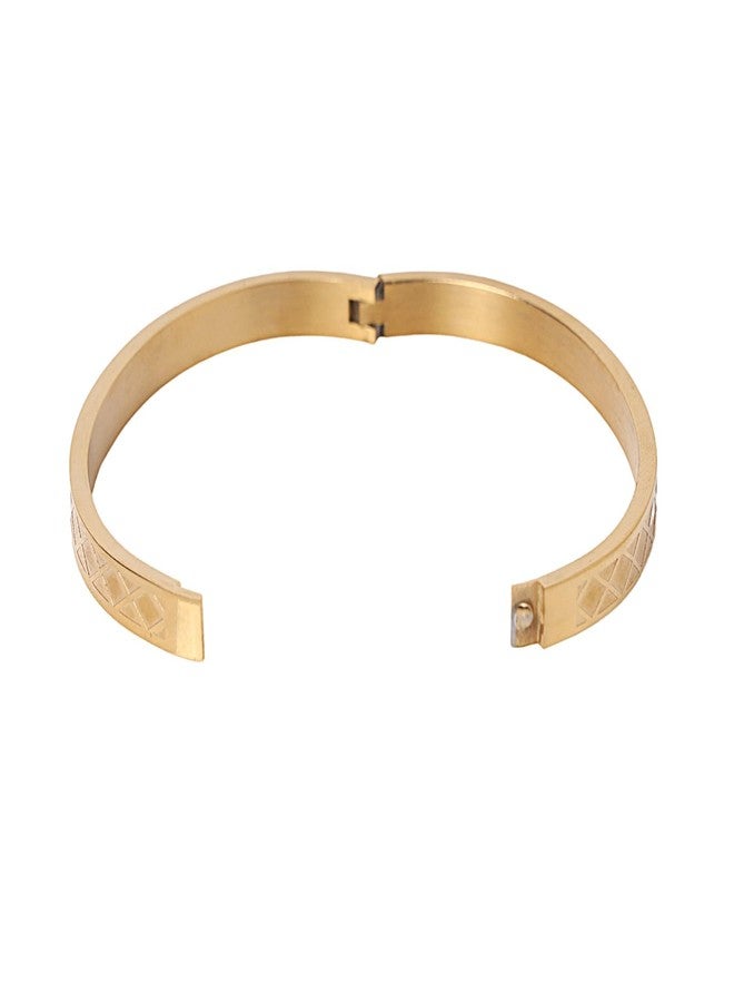 STYOLLO Stylish Anti Tarnish Bracelet Kada For Women & Girls with Zig Zag Pattern & Adjustable Lock | Stylish Bracelets Golden | Anti tarnish bangles Kada | Girls' Bracelet Latest-(ANT-ZigZag-Gold) - Image 2