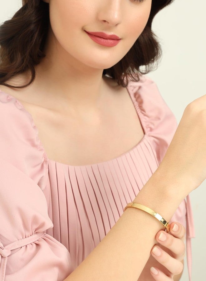 STYOLLO Stylish Anti Tarnish Bracelet Kada For Women & Girls with Zig Zag Pattern & Adjustable Lock | Stylish Bracelets Golden | Anti tarnish bangles Kada | Girls' Bracelet Latest-(ANT-ZigZag-Gold) - Image 4