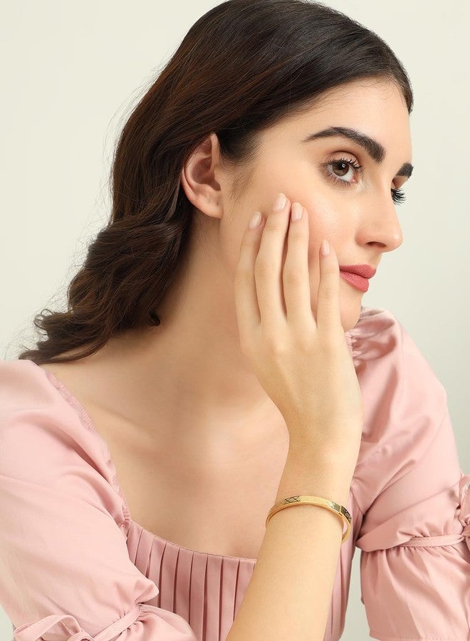 STYOLLO Stylish Anti Tarnish Bracelet Kada For Women & Girls with Zig Zag Pattern & Adjustable Lock | Stylish Bracelets Golden | Anti tarnish bangles Kada | Girls' Bracelet Latest-(ANT-ZigZag-Gold) - Image 5