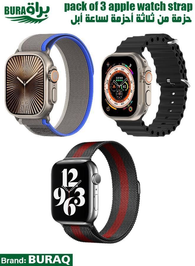 BURAQ Apple Watch Band Strap For Apple Watch Ultra 2/Ultra 49mm, Series 10 46mm, 9/8/7 45mm, SE2/SE/6/5/4 44mm, 3/2/1 42mm
