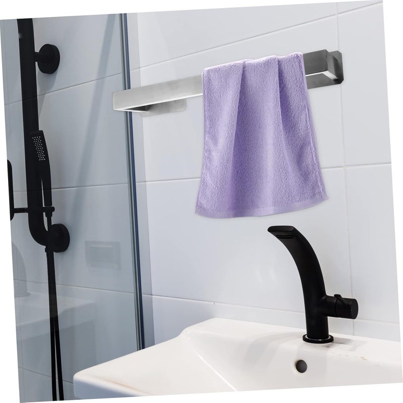 Amosfun Self-Adhesive Stainless Steel Towel Rack for Bathroom Wall Towel Holder Smooth Easy Installation Space-Saving Design - Image 5