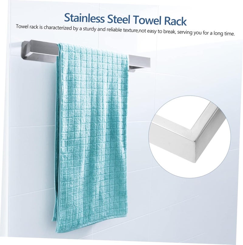 Amosfun Self-Adhesive Stainless Steel Towel Rack for Bathroom Wall Towel Holder Smooth Easy Installation Space-Saving Design - Image 3