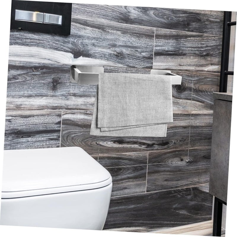 Amosfun Self-Adhesive Stainless Steel Towel Rack for Bathroom Wall Towel Holder Smooth Easy Installation Space-Saving Design - Image 2