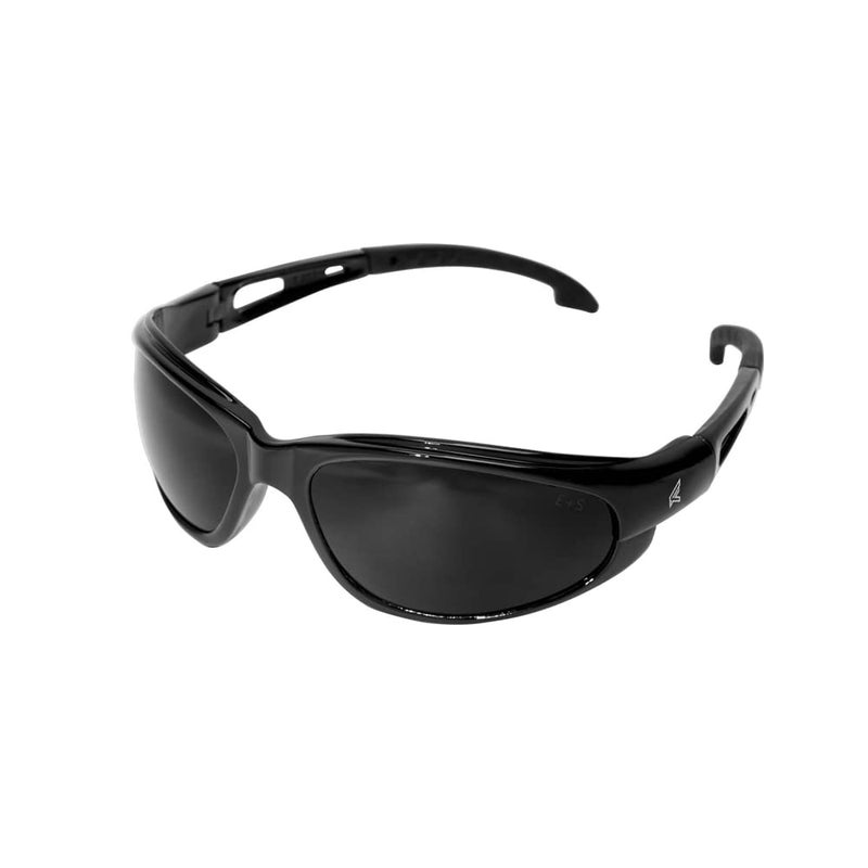 Edge SW116 Dakura Wrap-Around Safety Glasses, Anti-Scratch, Non-Slip, UV 400, Military Grade, ANSI/ISEA & MCEPS Compliant, 5.04" Wide, Black Frame/Smoke Lens - Image 4